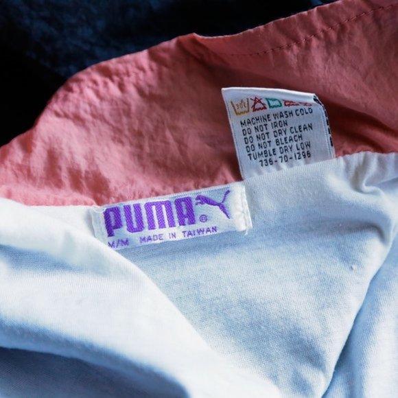 Vintage 80s 90sUnique Puma Teal Peach Zip Jacket - Picture 9 of 10